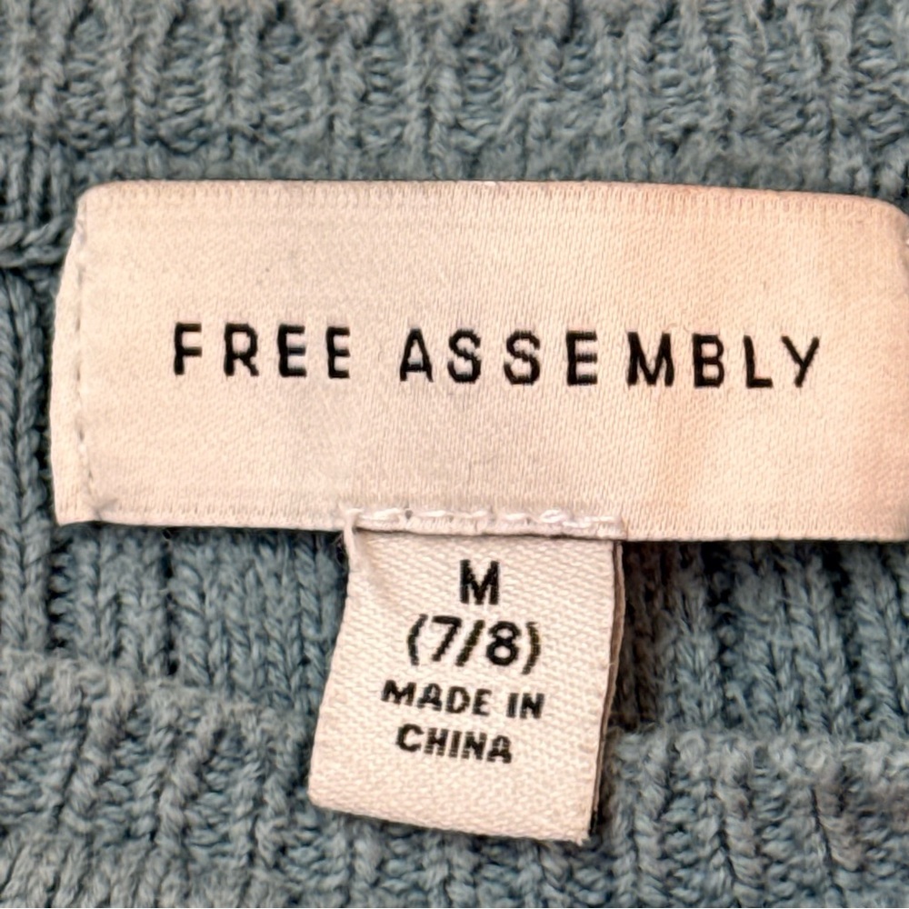 Free Assembly Ribbed Knit Lounge Set Blue Green Teal Size M 7/8 Girls Top Short - Picture 4 of 9